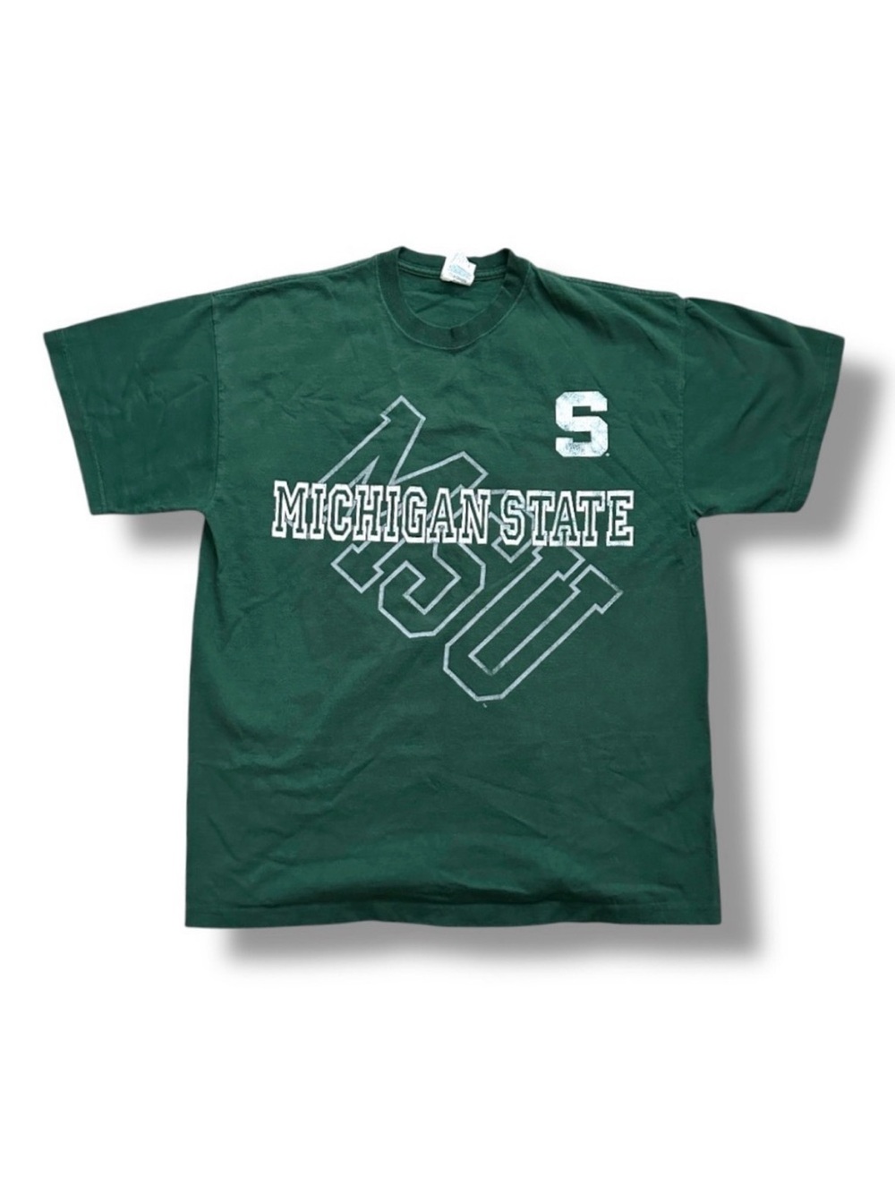 Vintage Y2K Soffe Michigan State University Spartans Green T-Shirt Size Large